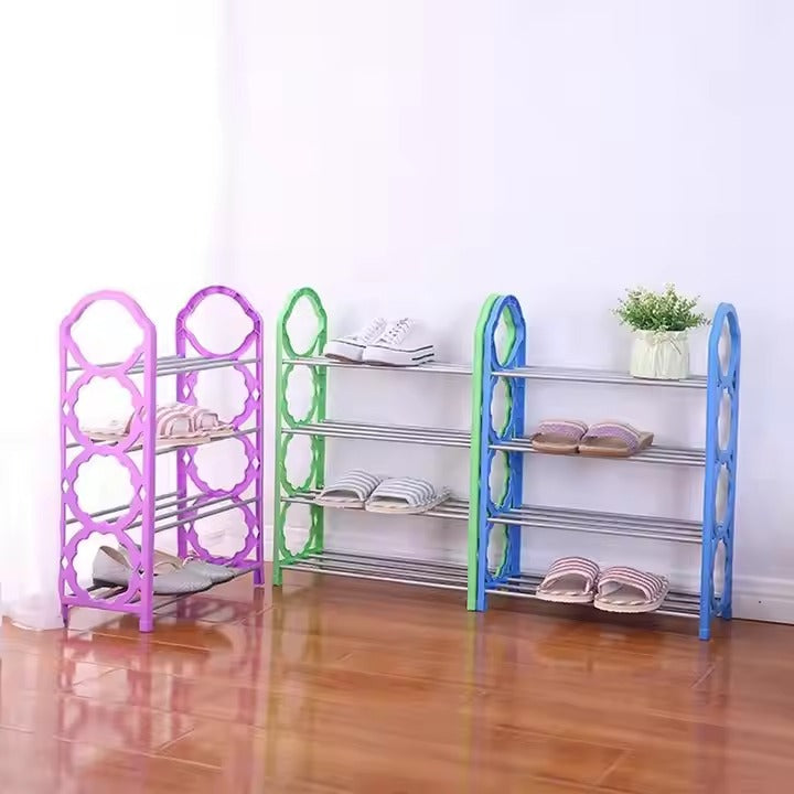 4-Layer Space-Saving Shoe Rack | Portable Dustproof Shoe Organizer With Cover | Closet & Home Shoe Stand | Random Colour